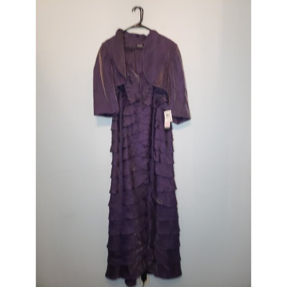 Adrianna Papell Dresses & Skirts - Adrianna Papell Occasions 2 Pc Set Women 14 Formal Gown Purple Ruffle Jacket NWT